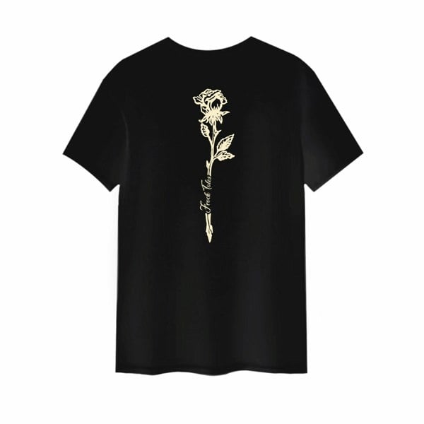 Frock Tales Rose Printed Organic Tee - Black