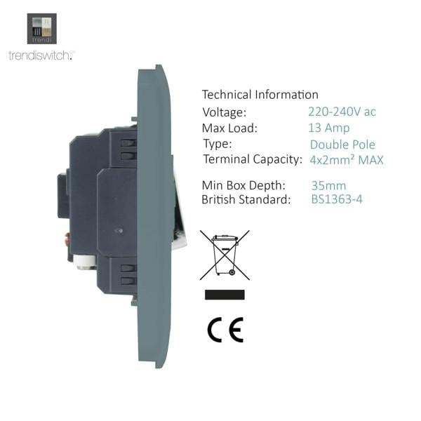 Trendi Switch 13 Amp Fused Spur with Flex Outlet in Cool Grey