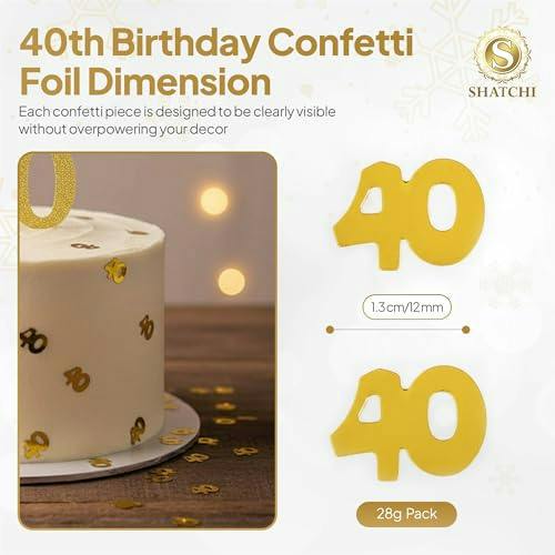 40th Birthday Gold Metallic Foil Confetti Pack for Party Tables and Milestone Celebrations image 1