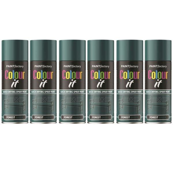Paint Factory 6X  Forest Green Gloss Spray Paint 400ml