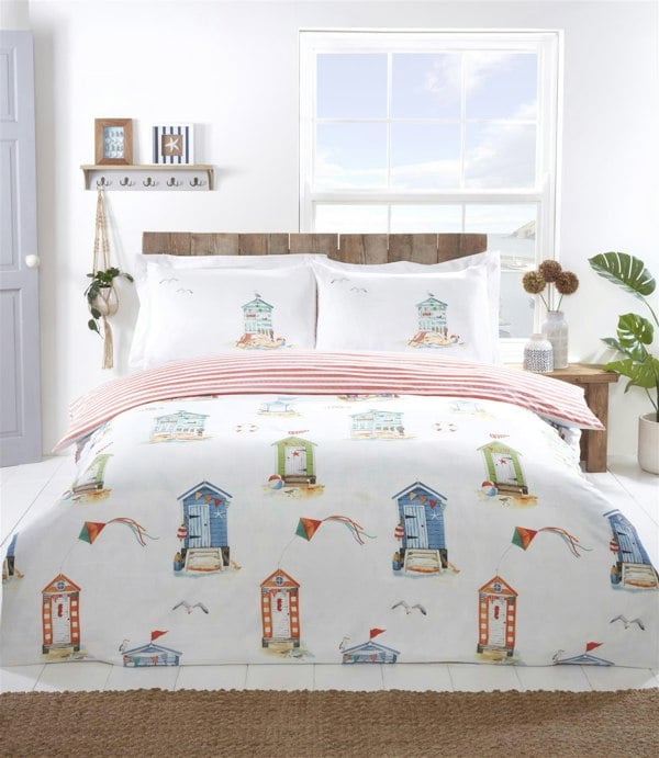 HomeSpace Direct Beach Huts Reversible Duvet Cover Bedding Set