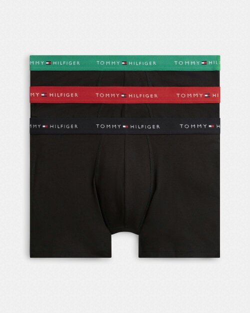 Tommy Hilfiger 3 Pack Mens Boxer Briefs - Alaskan Green/Med Red/Black