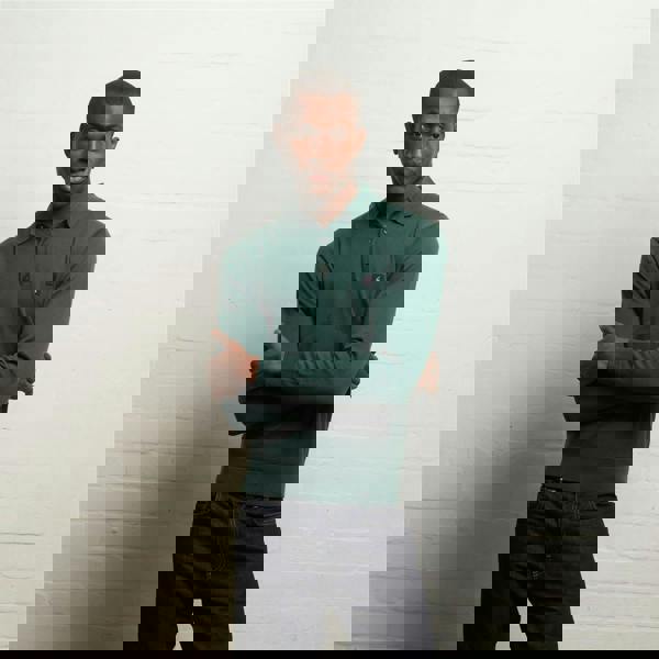 Gabicci V55GK08 Mens Francesco Long Sleeve Plain Knitted Three Button Polo Gabicci Vintage - IVY