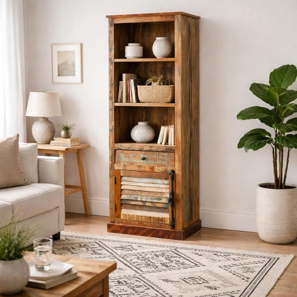 Wyld Haus Seattle Reclaimed Wood Modern Narrow Bookcase