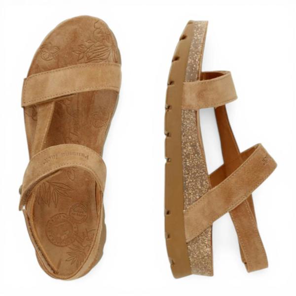 Panama Jack Selma B10 - Women’s Wedge Bark Brown Suede Leather Sandals