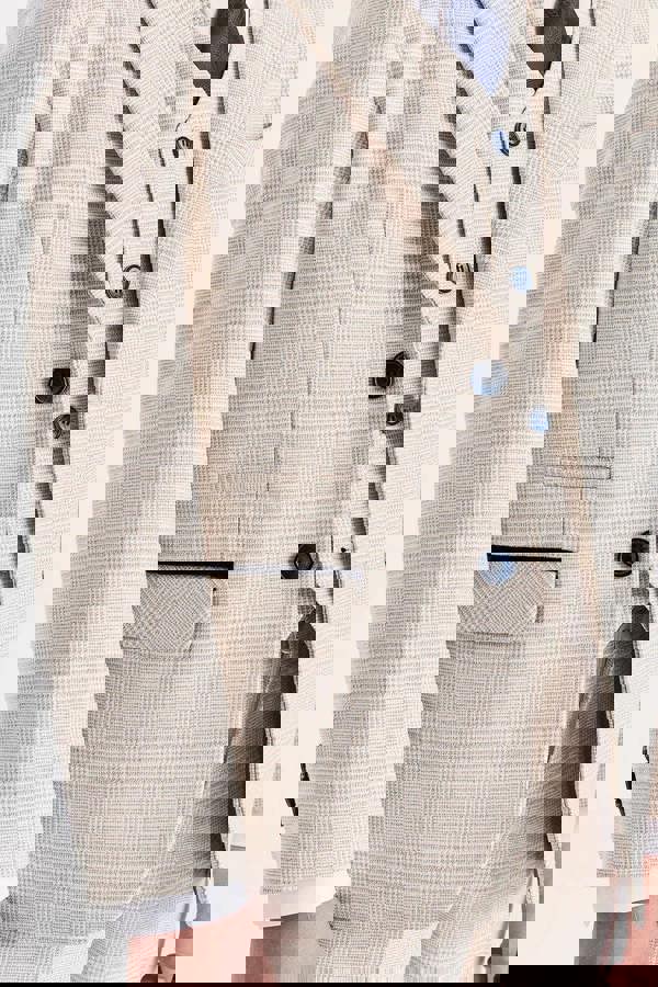 Paul Andrew Regent - Boys Cream 3 Piece Prince Of Wales Checked Suit