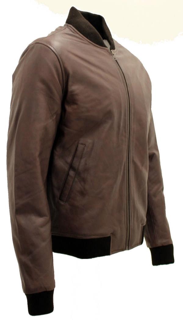 Infinity Leather Mens Varisty Classic Leather Bomber Jacket