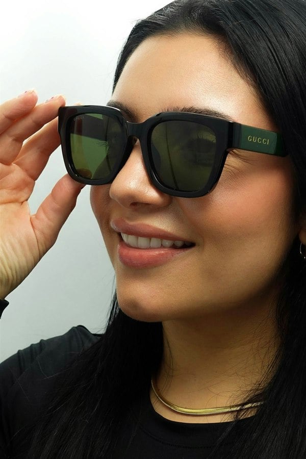 Gucci Sunglasses GG1670SK 005 Black with Green and Red Green