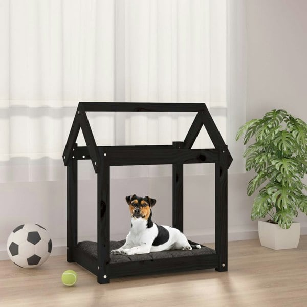 Berkfield Dog Bed Black 61x50x70 cm Solid Wood Pine