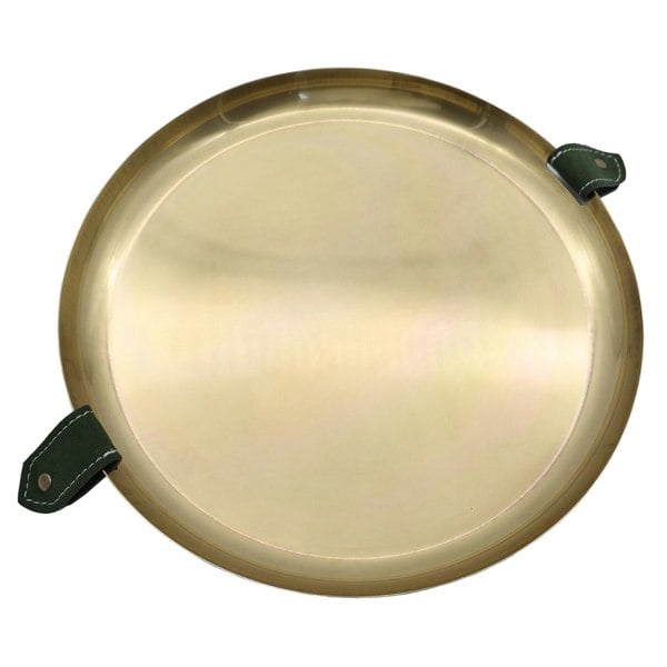 Belgrave Large Round Tray - Antique Brass Finish