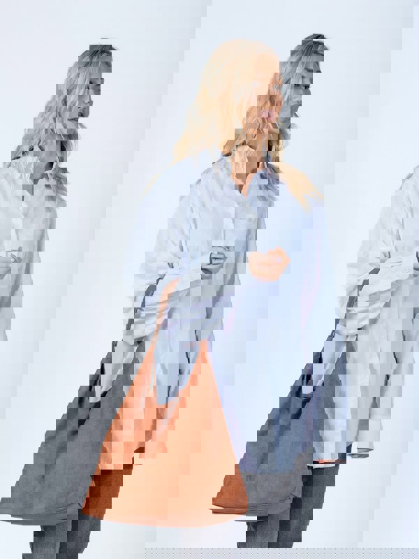 SVNX Suede Hobo Shoulder Bag in Tan