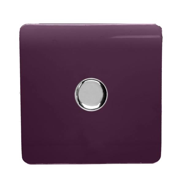 Trendi 1 Gang 2 Way 150w LED Dimmer Screwless 10 Amp Wall Light Switch in Plum Purple - ART-LDM150WPL