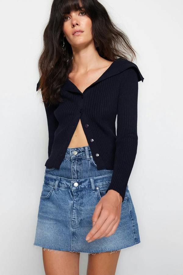 Hoxton Gal Draped Collar Knit Cardigan