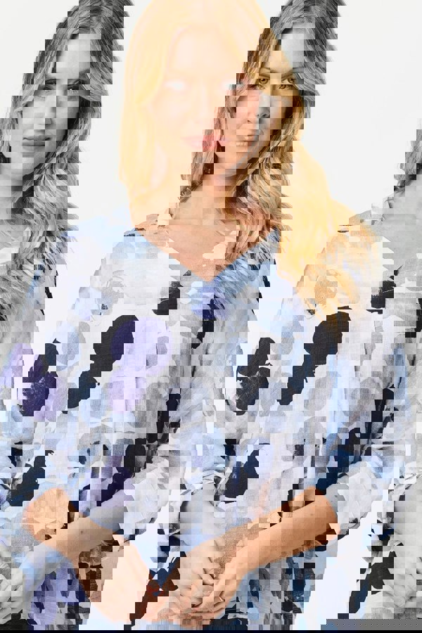 Blue | Polka Dot Oversized Tunic Blouse