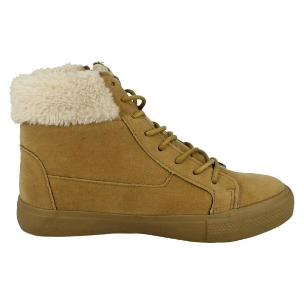 Spot On Girls Spot On Casual Suedette Ankle Boots with Faux Fur Lining