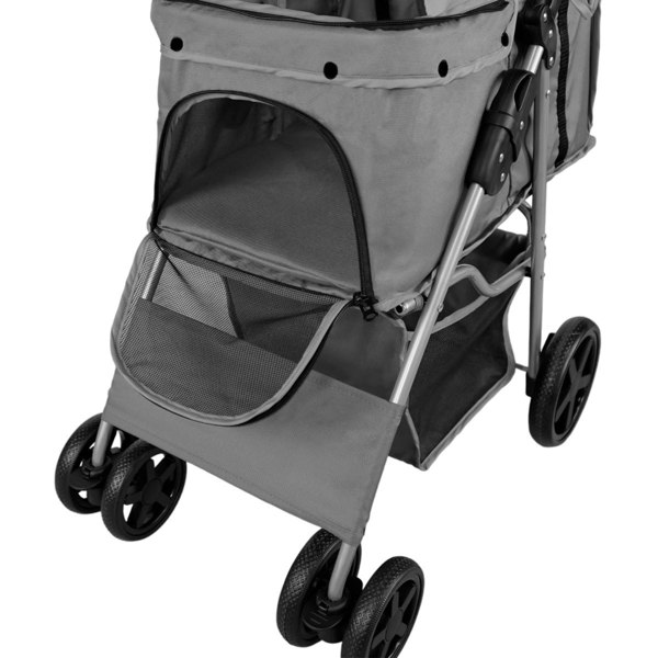 Monstershop Pet Stroller with Rain Cover – Grey