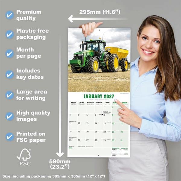 Tractors Calendar 2027, Wall Calendars, Month To View, Transport, Gift