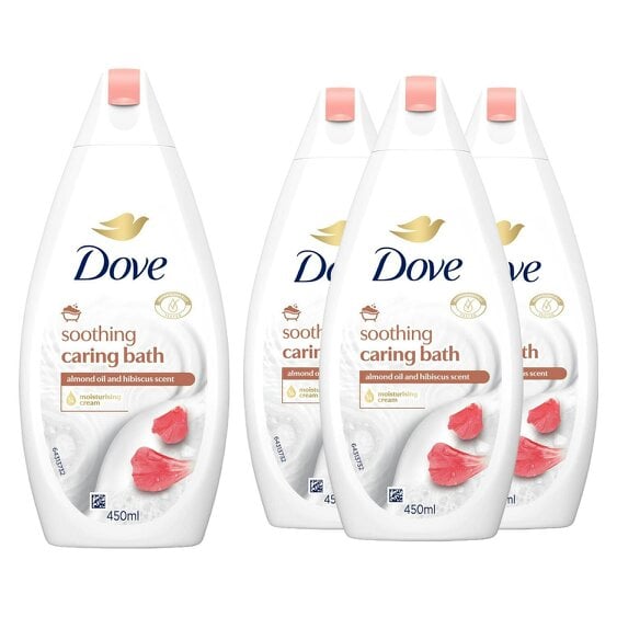 Dove Caring Bath Soak - Almond Cream & Hibiscus, 1/4 Moisturising Cream 4x450ml