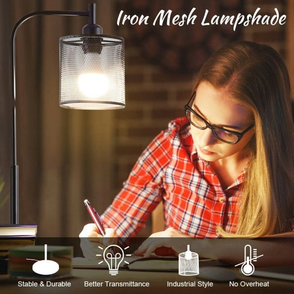 Industrial Metal Floor Light with Mesh Lampshade Floor Lamps Living and Home
