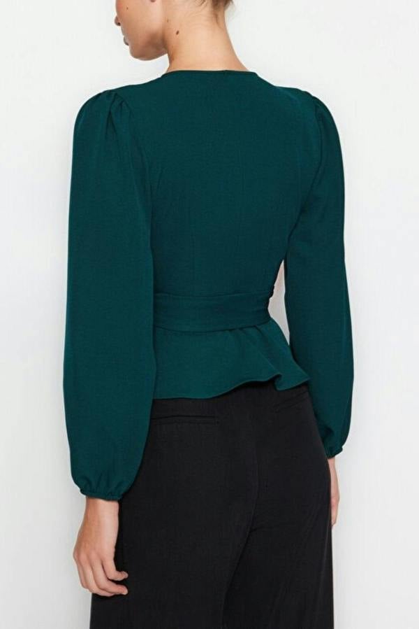 WOVCOR Woven Blouse with Tie Detail