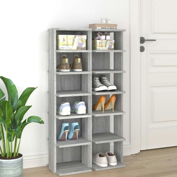 Berkfield Shoe Racks 2 pcs Grey Sonoma 27.5x27x102 cm Engineered Wood