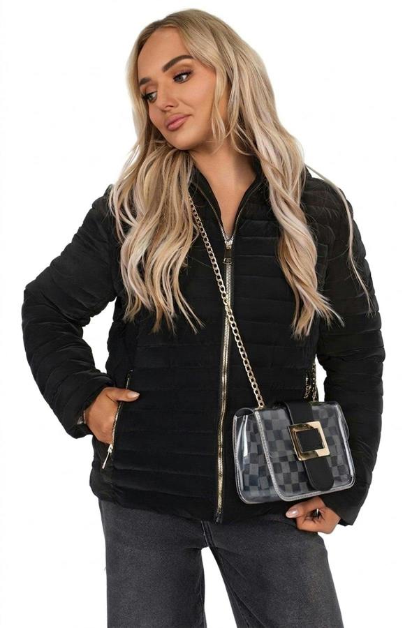 Ravina Gold Detail Hooded Puffer Jacket - Black_wb