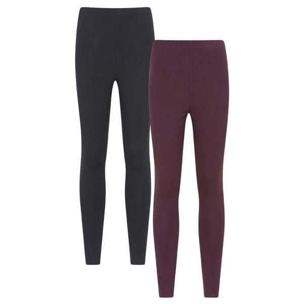 Mountain Warehouse Women's Cotton Blend Midweight Leggings (Pack of 2) - Berry
