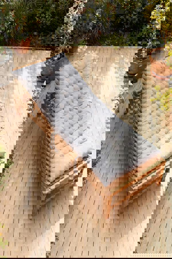 Living and Home 40x110cm Grey Garden Beach Cushion Sun Lounger Cushion with Straps for Recliners, Beach & Office Chairs