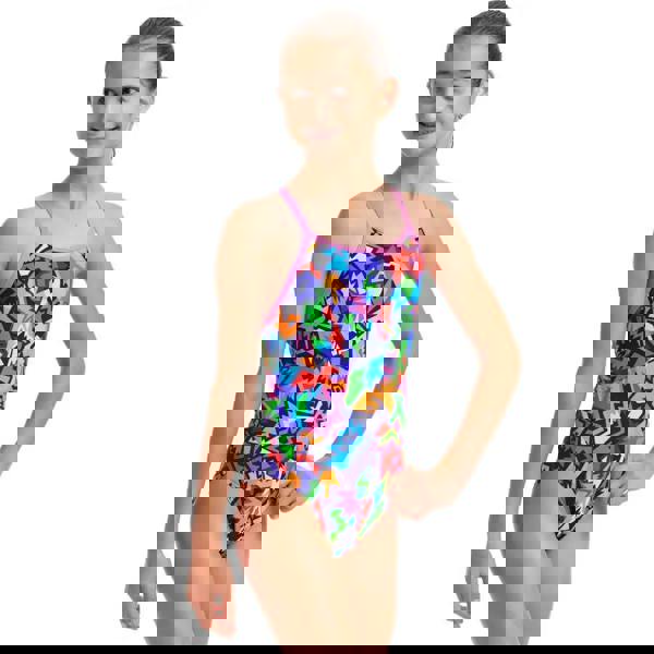 Funkita Girls Sharp Edges multicolored butterfly one-piece swimsuit