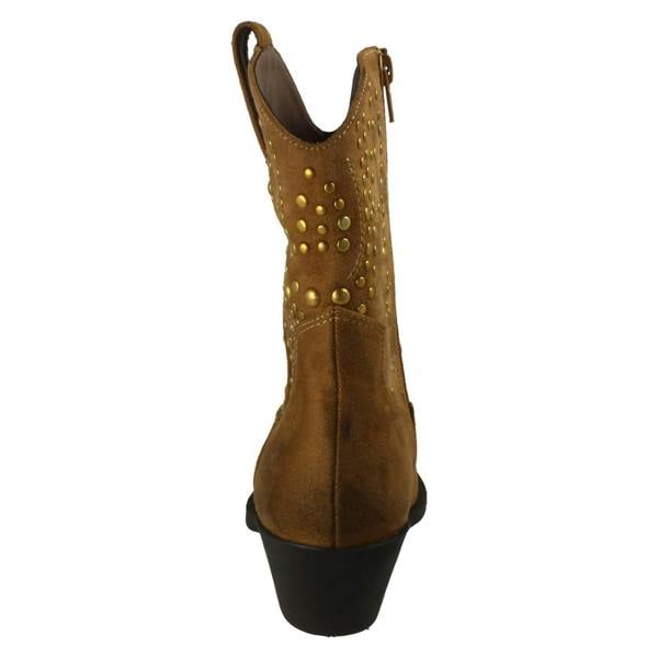 Spot On Ladies Spot On Stud Detailed Small Heel Zip Ankle Cowboy Boots F51257