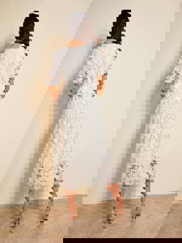 GWD Paola Lace White Midi Dress