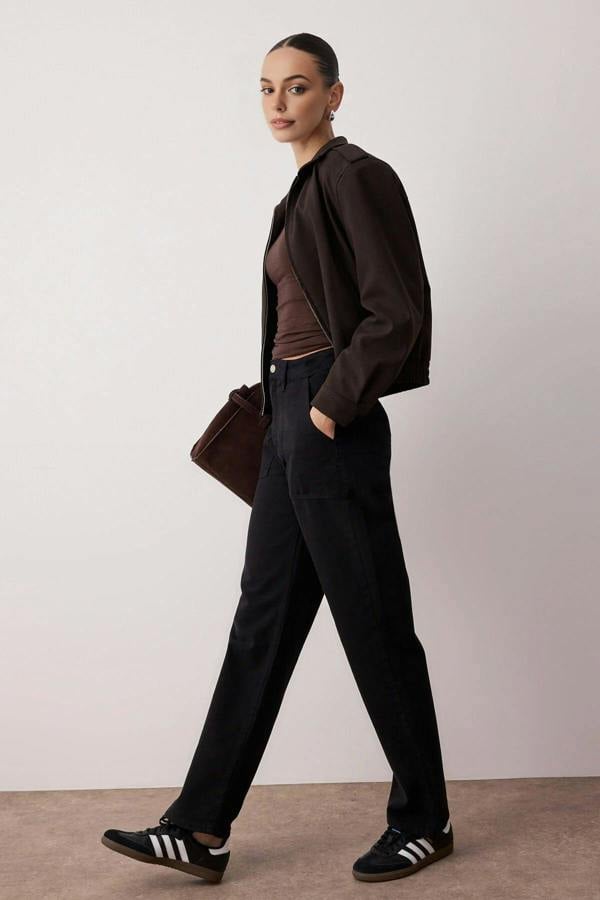 WOVCOR High Waist Wide Leg Jeans with Pocket Details