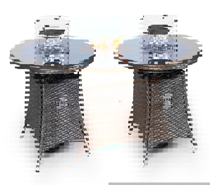 Giardino Fire Pit 4 Seater Round Rattan Dining Table