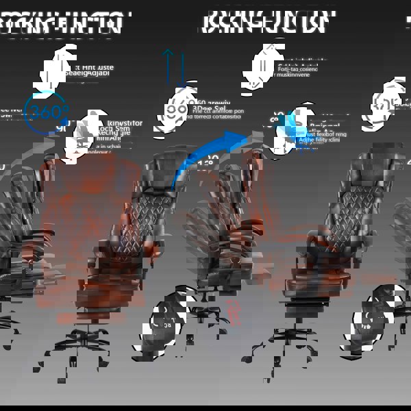 Furniture One Heavy Duty Executive Office Chair with Footrest, Ergonomic High Back Desk Chair, Adjustable Angle Chair