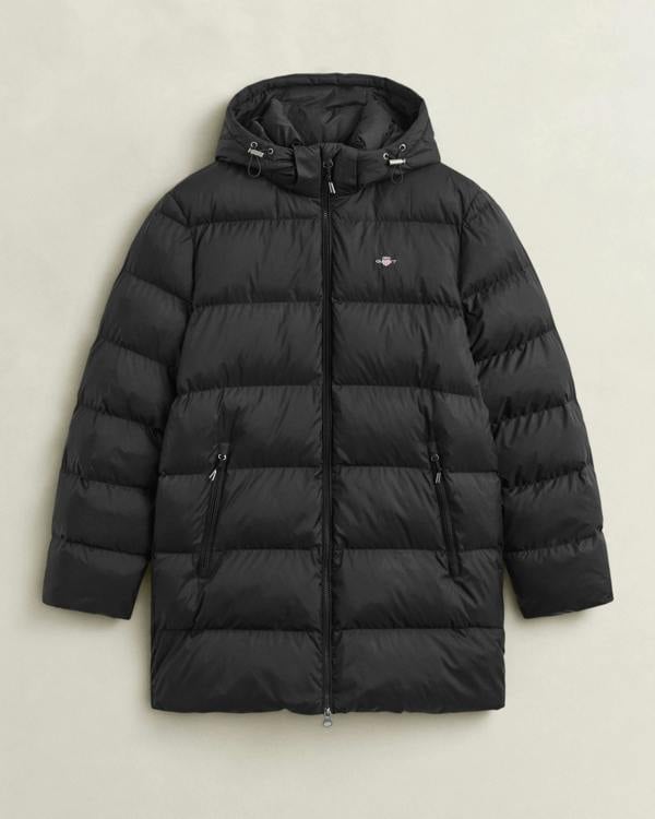 GANT Active Cloud Mens Mid Length Jacket - 5 Black | CHO | Designer Mens Padded Jackets