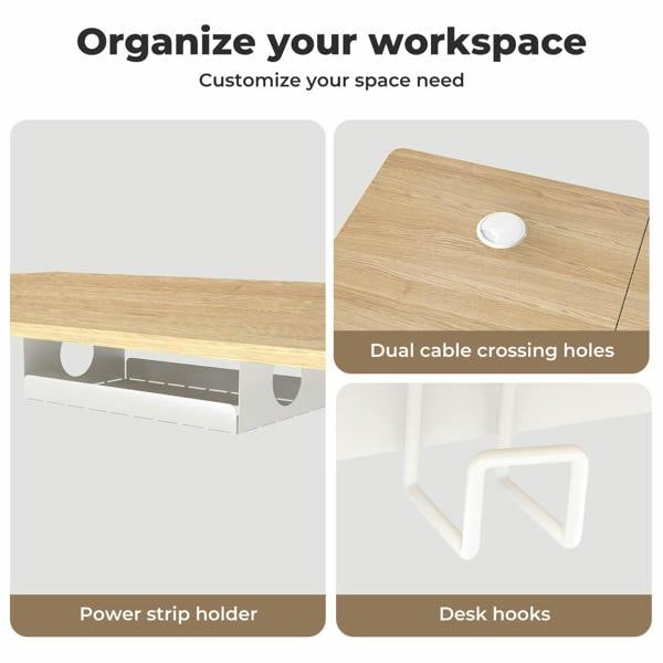 Levede Electric Standing Desk  Adjustable Height Workstation Metal Frame Natural