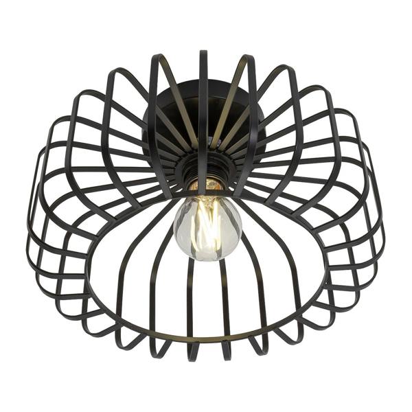 Industrial Cage Designed Matte Black Metal Semi Flush Ceiling Light Image 3