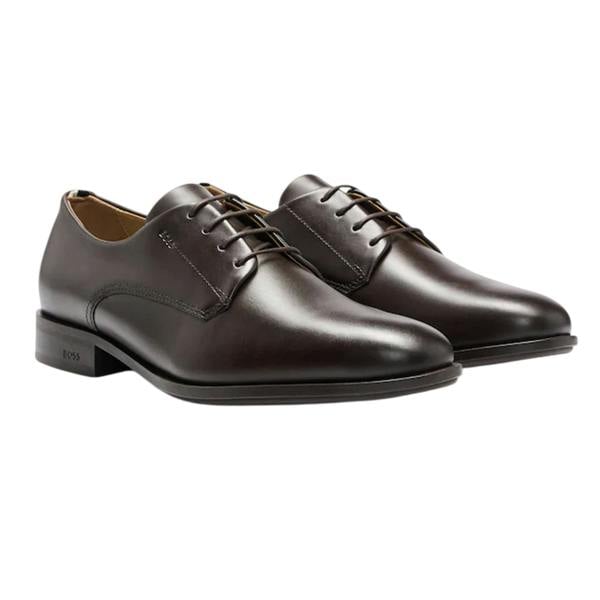 Boss Mens Colby Leather Derby Shoes - Dark Brown - 