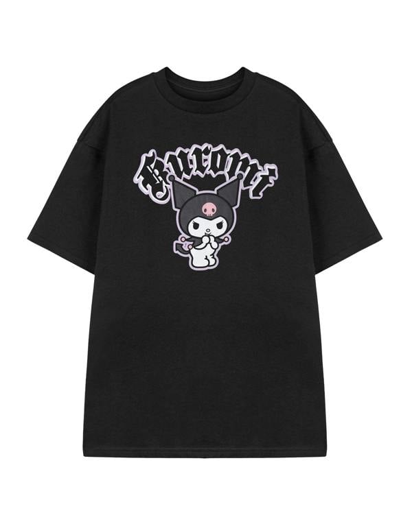 Hello Kitty Womens Black Kuromi Cheeky Short Sleeved T-Shirt
