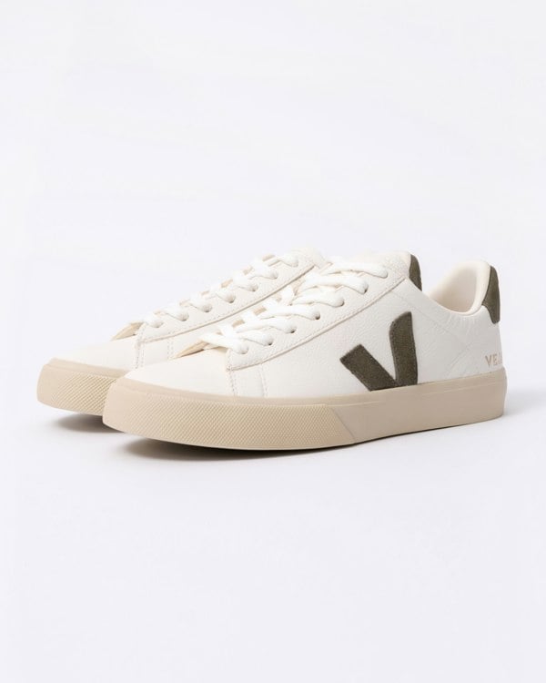 Veja Campo Leather Womens Trainers - White/Khaki