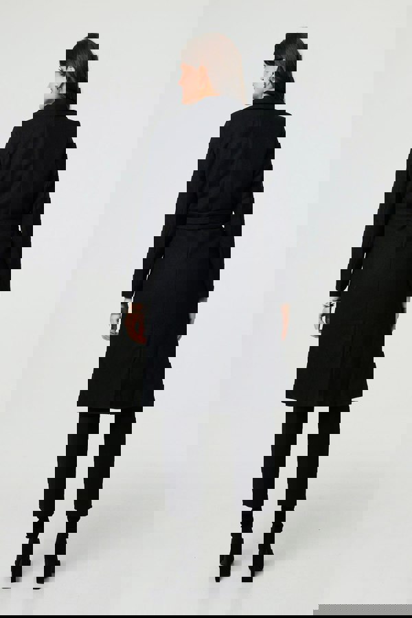 Black | Button Front Tailored Coat
