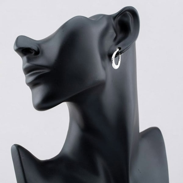 T. H. Baker Sterling Silver Twist Patterned Oval Creole Hoop Earrings S3099