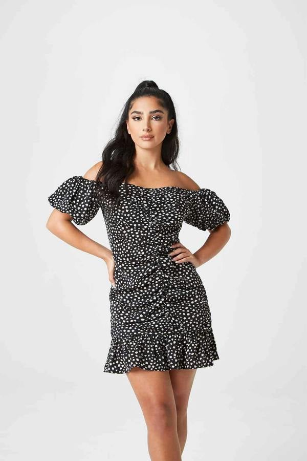 Urban Bliss Dannika Spot Ruche Front Dress
