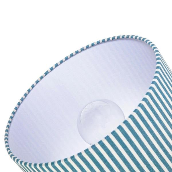 Dusty Blue Thin Striped Linen Fabric Lamp Shade with Inner Lining Image 5