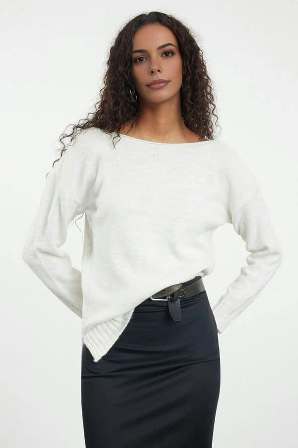 WOVCOR Boat Neck Basic Knit Sweater