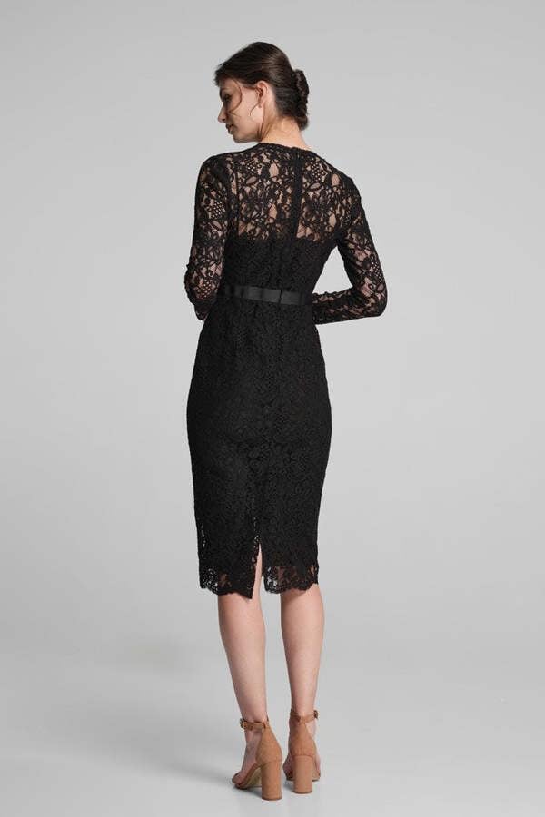 Rumour London Chiara long sleeve lace pencil dress in black