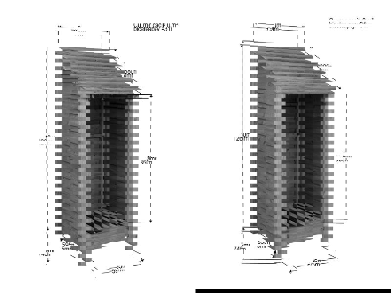 Arbor Garden Solutions Slatted wooden log store W-79cm, H-126cm or 180cm, D-88cm - Brown Finish
