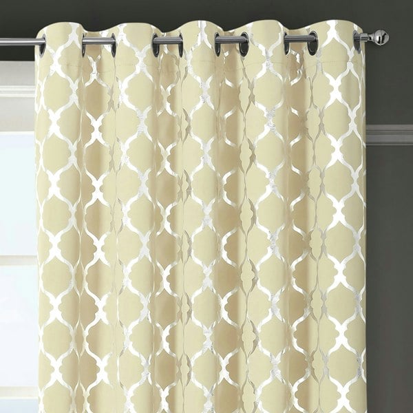 Velosso Arabesque Ready Made Thermal Blackout Eyelet Curtains - 117cm x 137cm