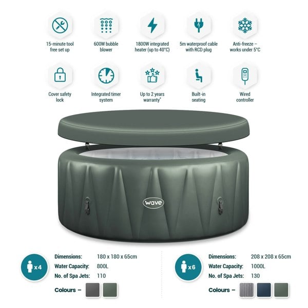 Wave Atlantic | 4-6 Person Inflatable Hot Tub | Integrated Heater