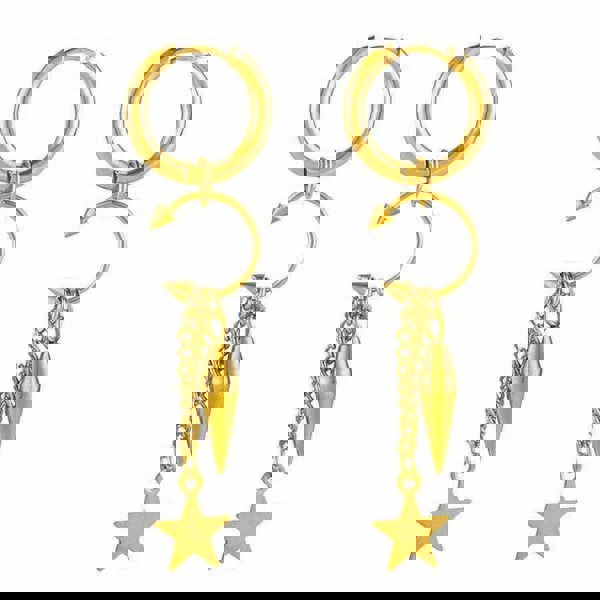 Luxe Tones Aelin Luxe 18ct Gold Plated Statement Dangle Star Charm Hoop Earrings